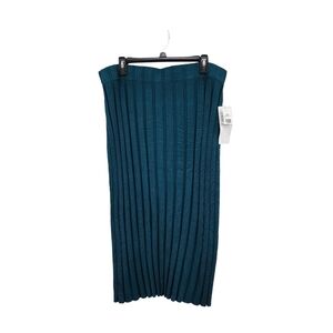 Nina Leonard Women's Knit Ribbed Midi Pencil Sweater Skirt - 1X